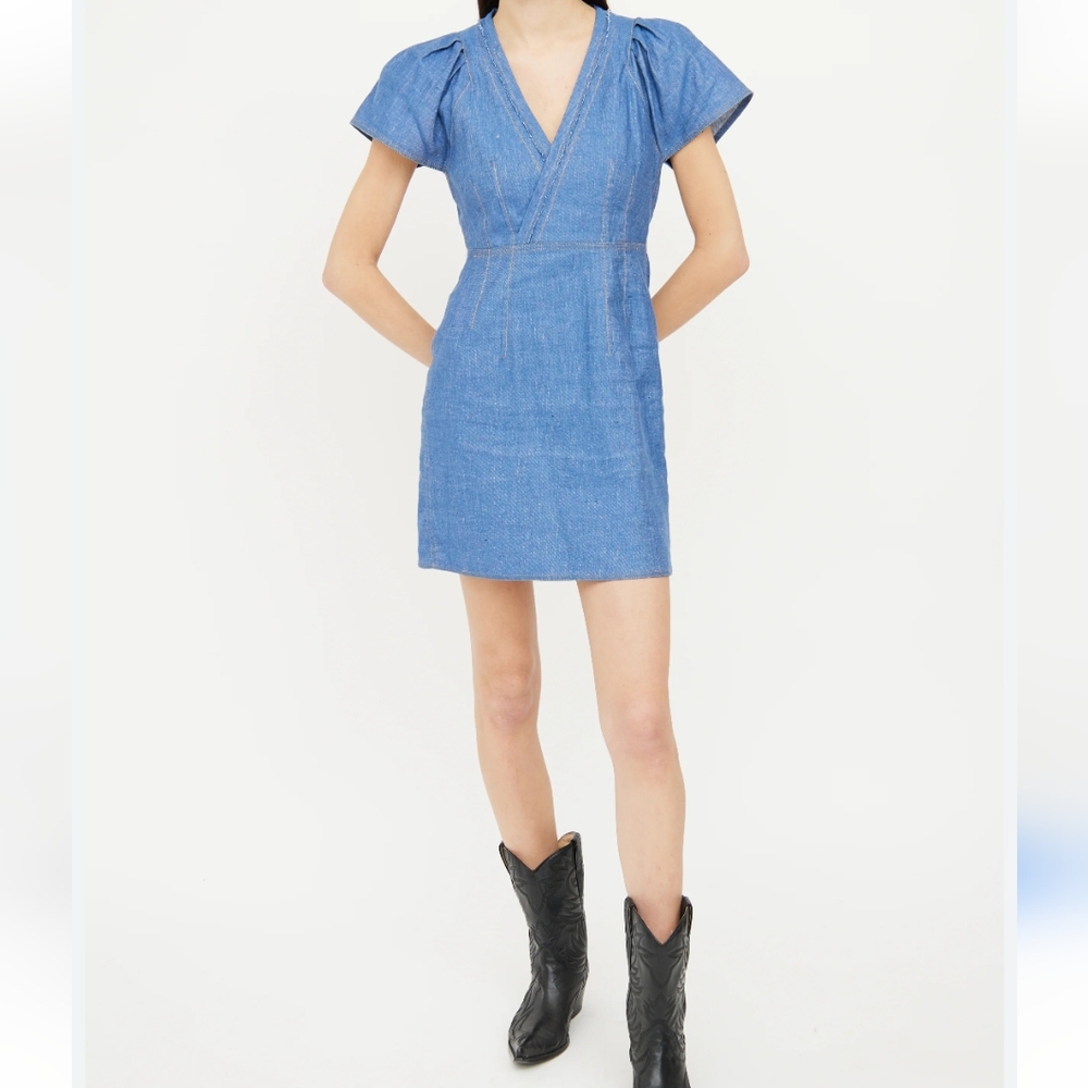 Derek Lam '10 Crosby' puff sleeve denim mini dress - 6